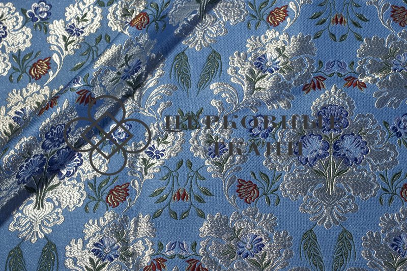 Brocade-with-flowers-blue-silver